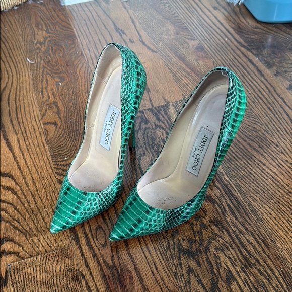 Jimmy Choo Green Snakeskin Pumps